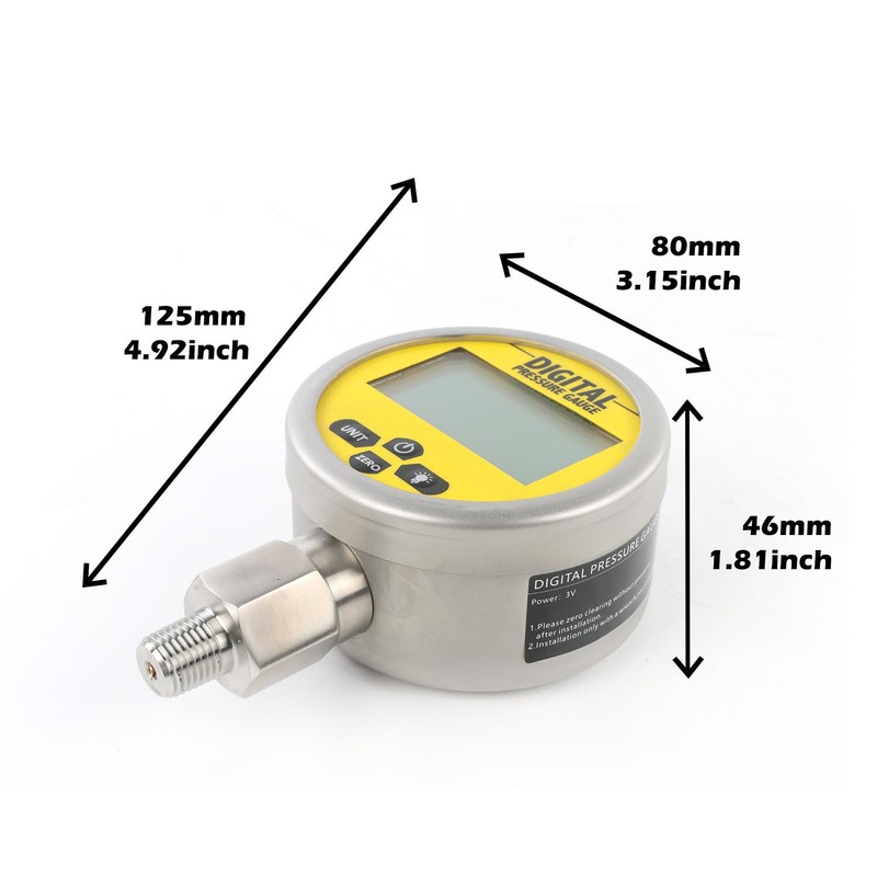IMELBUFF 10000 PSI Digital Hydraulic Pressure Gauge Pressure Sensor 1/4-Inch