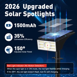 Katipeal Solar Spot Lights Outdoor, 2 Pack Outdoor Solar Lights for Yard Waterproof, 4 Lighting Modes Solar Landscape Spotlights, Auto On/Off Solar Powered Flood Lights Garden Pathway (Cool White)