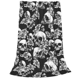 Docsckus Ultra-Soft Microfiber Throw Blanket 330 Gsm Fuzzy Fleece Blanket for Adults Kids Gift Couch, Sofa, Bed Skull Floral 60"X50"