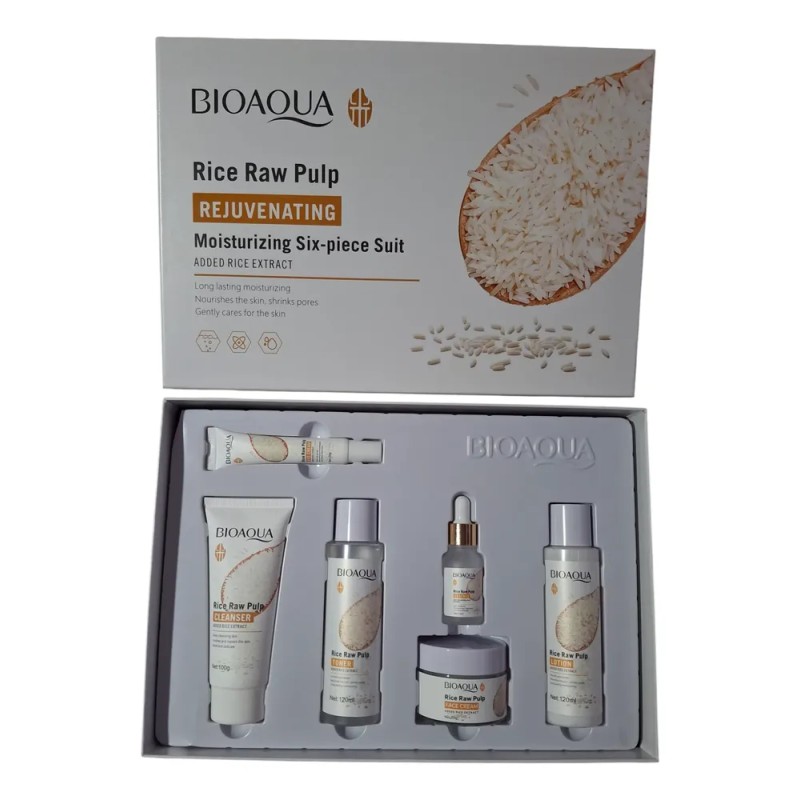 Set De 6 Pzs Rejuvenecedor Bioaqua Extracto De Arroz