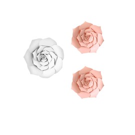 3pcs Party Paper Flower Wedding Backdrop Decorations DIY Handcrafted Flower Backdrop Nursery Wall Decoration (Pink White)