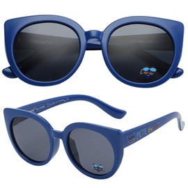 PolarSpex - anteojos de sol polarizadas para niñas de 2 a 8 años, Pete the Cat | Azul | Humo Polarizado, M