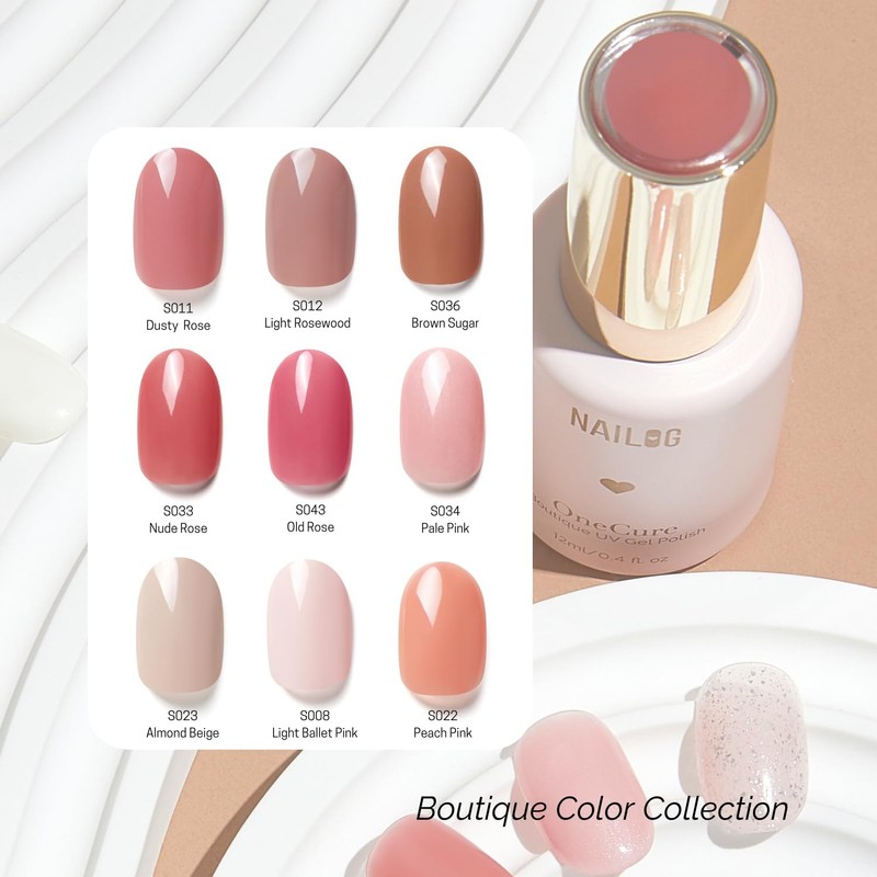 NAILOG Gel Nail 12ml, All in One Gel Nail Color,
