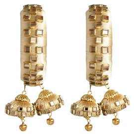 Aheli Cream Indian Traditional Kada Bangle Bracelet with 2 Hangings Wedding Engagement Jewelry Gift for Women Bangle Size 2.6"