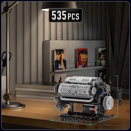 Mould King Visible V-8 Engine Building Blocks V8 Motor Model Building Toys, V8 Combustion Engine Building Sets, Creative STEM Toys Engine Building Kit for Adults Kids 14+(535PCS)