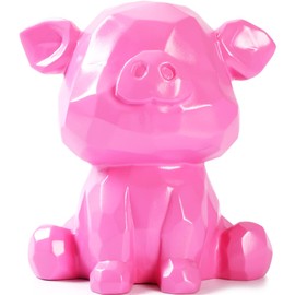 Piggy Bank, Cute Geometry Money Bank, Unbreakable Coin Bank for Girls and Boys, Great Birthday Gift（Pig Pink）