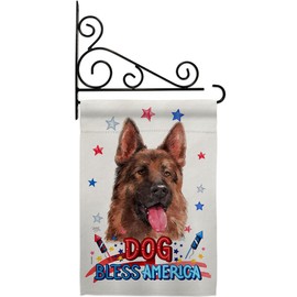 Breeze Decor Patriotic Red German Shepherd Garden Flag-Set Wall Holder Dog Puppy Spoiled Paw Canine Fur Pet Nature Farm Animal Creature House Banner Small Yard Gift Double-Sided, Made in USA