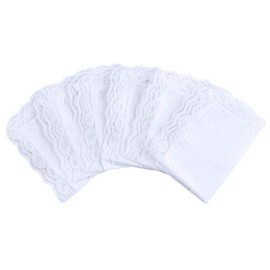 HOULIFE Ladies 100% Cotton Handkerchiefs Soft Pure White Lace Wedding Hankies for Women 6/12/18 Pieces 10"x10" (10x10/25x25cm - 6 Pieces, White 6)