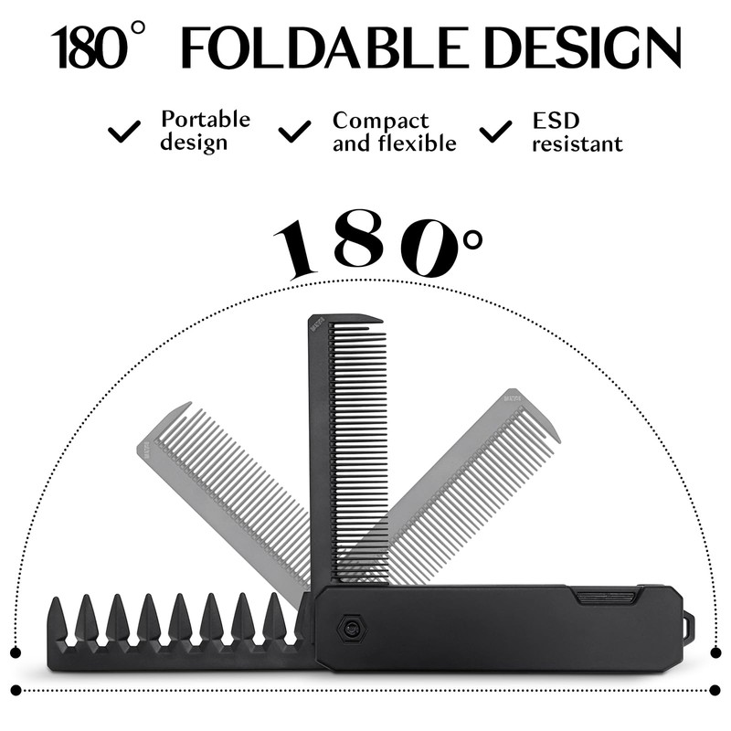 LPZMPZ 3-in-1 Men's Hair Comb, Beard Comb, Folding Comb with
