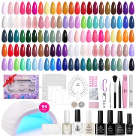 Beetles 86 Pcs Gel Nail Polish Kit with U V Light 55 Colors Gel Nail Kit for Beginners with Everything at Home Gel Polish Manicure Summer Rainbow Nail Art Jelly Nails Emotional Spectrum Collection