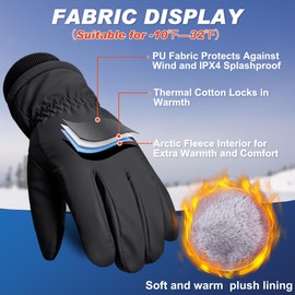 Sukeen -10℉ Winter Warm Gloves for Men Women,Windproof Ski Gloves Anti-slip Cold Weather Glove with Thick Plush for Outdoor