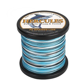 HERCULES Braided Fishing Line 12 Strands, 100-2000m 109-2196 Yards Braid Fish Line, 10lbs-420lbs Test PE Lines for Saltwater Freshwater - Camo Blue, 20lbs, 300m