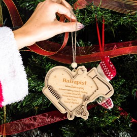 Colingmill Hairdresser Christmas Ornament Hairstylist Gifts Wooden Hanging Hairdresser Ornaments Hairdresser Gift Cosmetology Hairdressing Graduation Gifts for Women Hair Salon Hairdresser