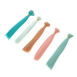 OHPHCALL 5pcs Doll Hair Wig Heat-Resistant Straight Hair Wefts for DIY Doll Hair Repair Styling