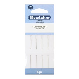 Beadalon - Agujas plegables para abalorio de ojos, extra finas de 0,24 mm de diámetro, 2.5 pulgadas de longitud, 4 piezas