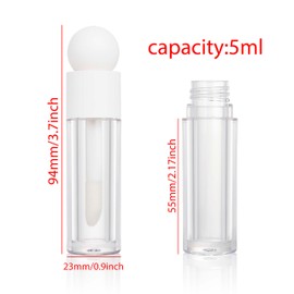 COSIDEA 30pcs Empty 5ml lip gloss tubes big wand large deo foot brush lipgloss tube container with ball shape cap