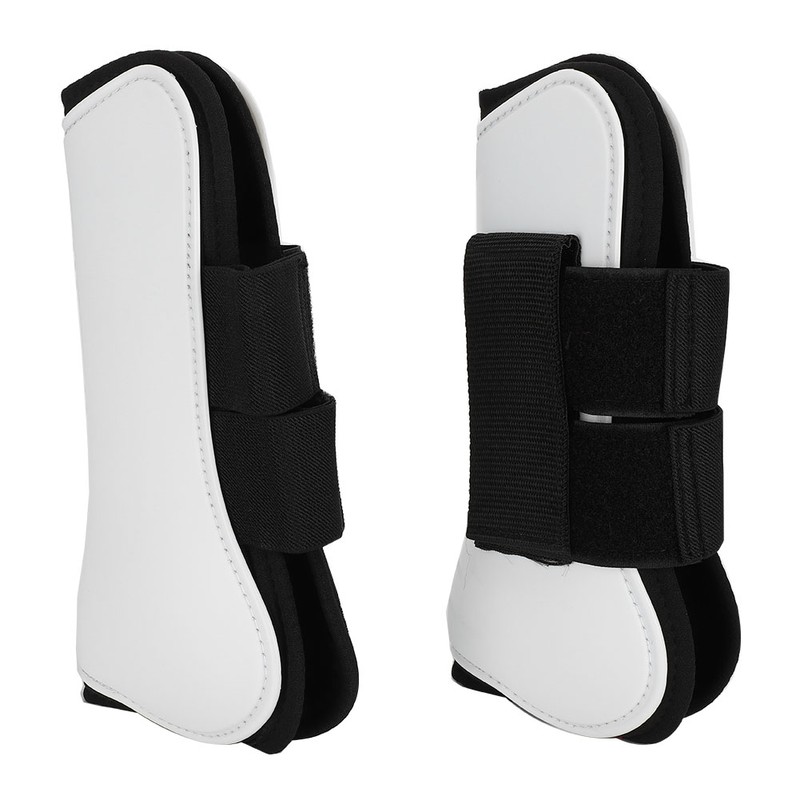 4PCS White PU Shell Horse Front Back Leg Guard Boot