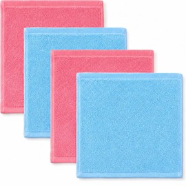 4 Pack Bamboo Face Cloths, Soft Reusable Flannel Face Towels