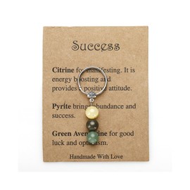 EnweiBingshi Crystal Keyring, Natural Crystal Keychain, Good Luck Key chain Gifts for New Beginnings, Inspirational Encouragement Gift for Women Men Family Friends Divorce New Job