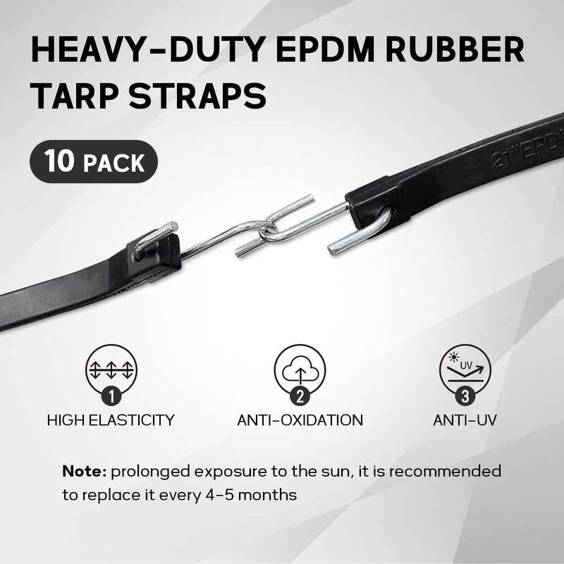 ROBLOCK 21" Rubber Tarp Straps with 150% Max Stretch, 100%