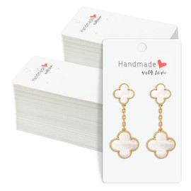Pack of 200 Earring Display Cards, Earring Jewellery Display Card, Earring Packaging Earring Stand Made of Kraft Paper for DIY Earrings, Earrings and Jewellery Display - 5 x 9 cm (White)