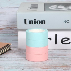 4 Rolls Washi Tape Solid Colors Pastel, Pink and Blue Masking Tapes Pastel Washi Tape Fun Duct Tape Sticky Washi Tapes Self-Adhesive Cute Duct Tapes for Scrapbooks, Journal, Holiday Decoration