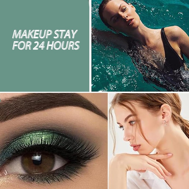 Cream Eyeshadow Stick Green, Metallic Shimmer Eyeshadow Stick with Dual-Ended