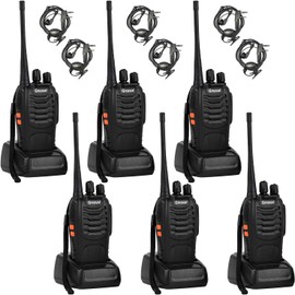 Long Range Walkie Talkies Rechargeable Two-Way Radios with Earpiece, Walkie Talkies for Adults 16-Channel UHF 400-470MHz (Pack of 6)