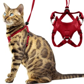 Houdini™ Escape Proof Cat Harness and Leash Set by OutdoorBengal – Red, Medium Cat Harness for Walking