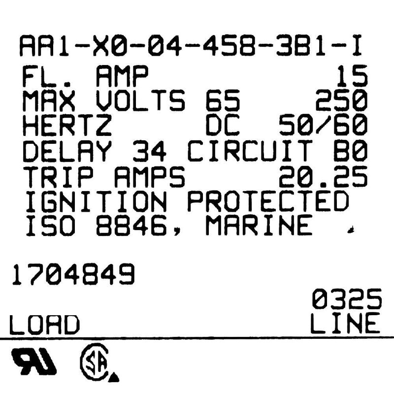 Carling Boat Circuit Breaker Switch AA1-X0-04-458-381-I | 15A ON/Off