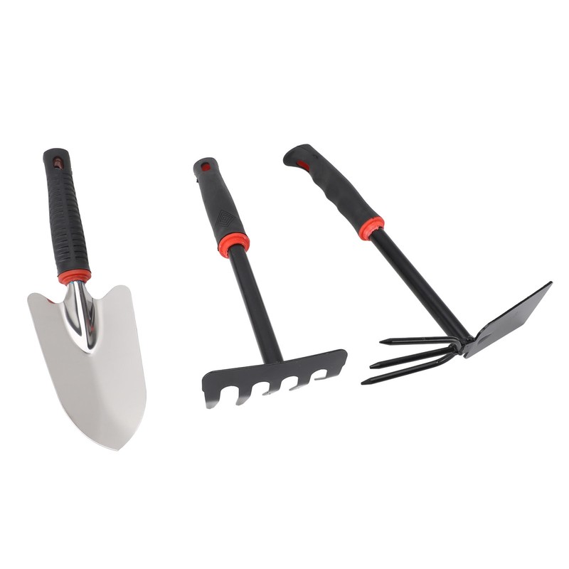 3PCS Garden Tool Set Iron Stainless Steel Five Teeth Rake