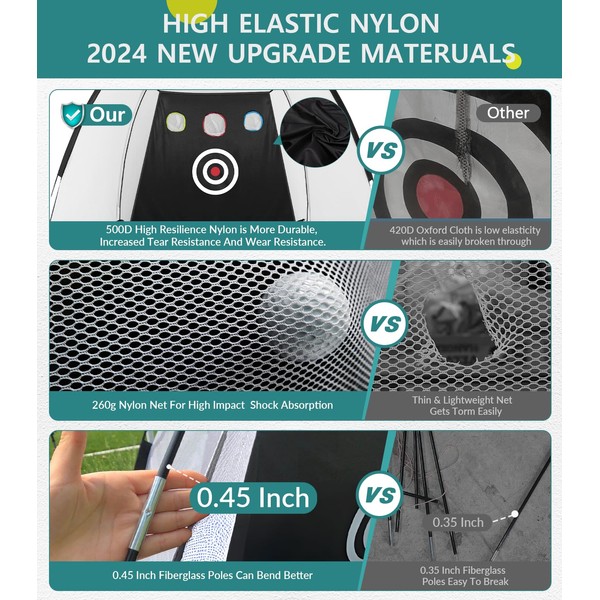 Golf Net: 10x7FT Practice for Backyard Driving, Hitting with Tri-Turf