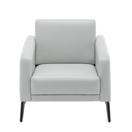 MINCETA Accent Chairs,Armchair(Seat Area:19.7" D x 19.7" W),Modern Comfy Reading Chairs for Small Space Living Room,Reading Room,PU Leather in Light Gray