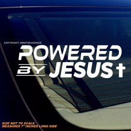 OwnTheAvenue Powered By Jesus Christian Cross Religious Christ V01 Vinyl Sticker Decal 5"