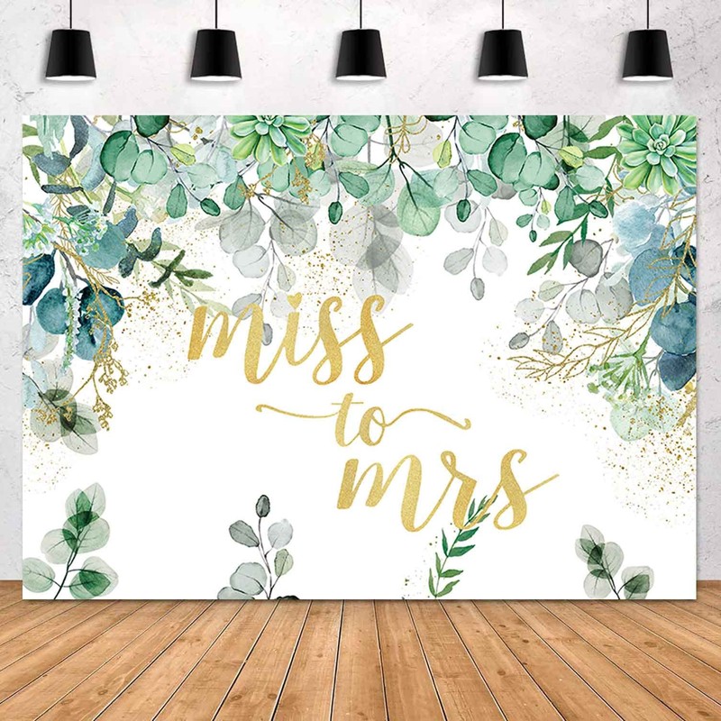 Sensfun Miss to Mrs Bridal Shower Backdrop Greenery Eucalyptus Leaves