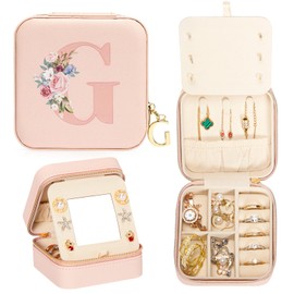 Enthralite Travel Jewelry Box for Girls: Traveling Jewelry Case Gift for Women - Mini Organizer for Necklaces Earrings Pink G
