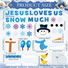 Containlol 58 Pcs Winter Bulletin Board Decoration Christmas Snowman 3D Honeycomb Paper Bulletin Board Set Snowflake Religious Paper Cutouts for Winter Xmas Holiday Party Church Classroom Decor