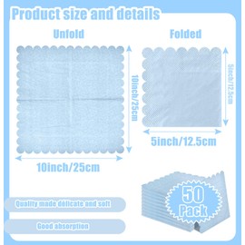 50 Pieces 3-ply Light Blue Napkins Disposable Folded 5 x 5 Inches Scalloped Cocktail Napkins Paper Napkins for Dinner Wedding Birthday Party Dessert Napkins