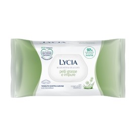 Lycia, Salviette Struccanti per Pelle Grassa e Impura, Eco Tessuto Doppia Azione Biodegradabile, Tecnologia Anti-Pollution per Rimuovere Tracce di Smog e di Inquinamento dalla Pelle, 60 pezzi