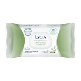 Lycia, Salviette Struccanti per Pelle Grassa e Impura, Eco Tessuto Doppia Azione Biodegradabile, Tecnologia Anti-Pollution per Rimuovere Tracce di Smog e di Inquinamento dalla Pelle, 60 pezzi