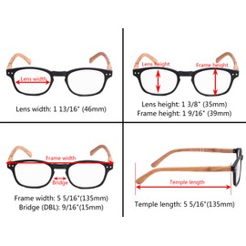 Gr8Sight 5-pack Wood-look Arms Reading Glasses Include Sunshine Readers for Women and Men BlackTransparent +1.25