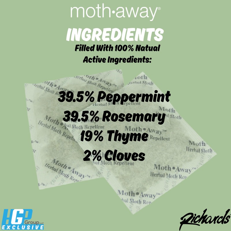 Richards Homewares Moth Away Herbal Repellent – 18 Jumbo Sachets