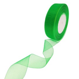 FYdxeud Sheer Organza Ribbon for Gift Wrapping, Craft, Hair Bow, Wedding Deco … (Green, 1" x 50 Yards)