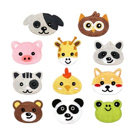 Children's Iron-On Patches, Pack of 10 Embroidered Patches, Animal Patches, Embroidered Patches, Iron-On Patches, Sew-on or Iron-on on Clothes, Dress, Hat, Jeans