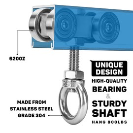 4 Wheels Trolley Assembly Rollers, 4 Bearings Trolley Assembly for 1-5/8" Wide and All 1-5/8" or Taller Unistrut Strut Channel with M10 Bolt and Lifting Eye Nuts (Pack of 2)