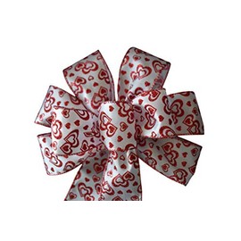 Bows Supplies for 10" Hand Made Wired Red Hearts on White Bow Valentine Day Love Anniversary for.