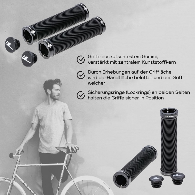 LONGUS Handlebar Grip Loring, SZ, 2 x Double Lockring FA003834001
