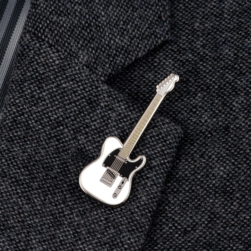 Geepins White Tele Guitar Pin Badge | Miniature Brooch |