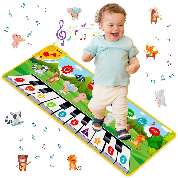 Kids Musical Piano Mats, Dance Mat Gifts Toys for 1 2 3 4 5 6 Year Old Girls Boys Kids Playmat for Toddlers Baby Musical Mats Instruments Educational Learning Toys Xmas Birthday Gifts