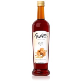 Amoretti - Caramel Gourmet Syrup 750 ml, Flavor Coffees, Teas, Cocktails, & other Beverages, and Drizzle on Desserts, Gluten Free, GMO/GEO Free, Preservative Free, 94 Servings Per Bottle